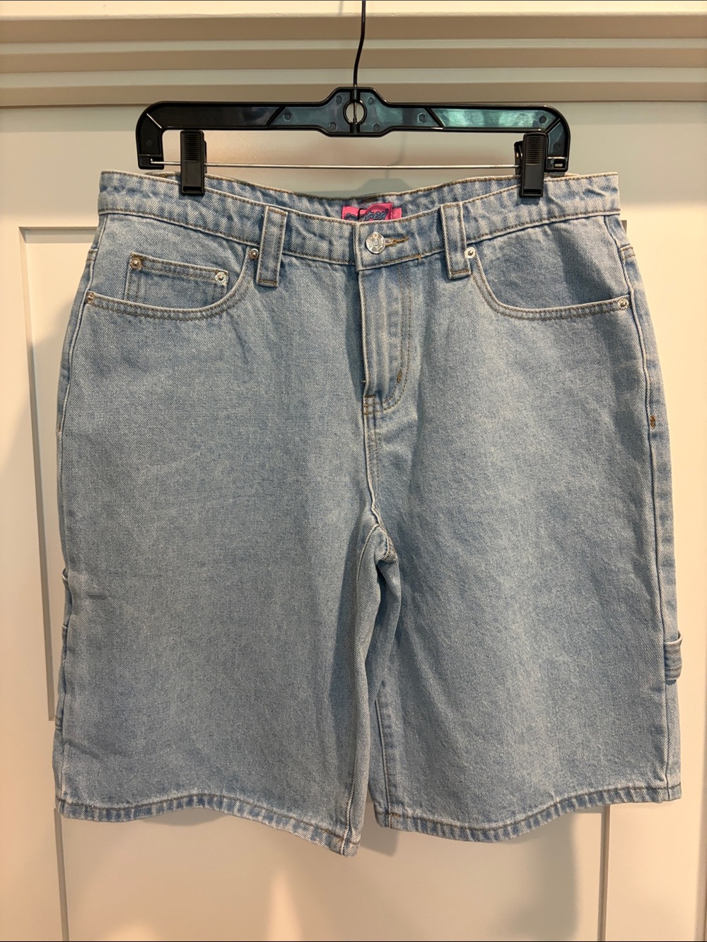 Edikted Light Blue High-Rise Denim Shorts